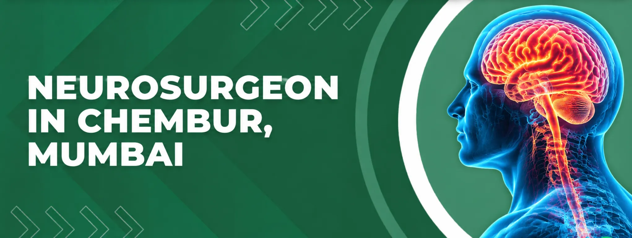 ChatGPT Image Sep 26_ 2026_ 12_44_36 AM | Gurneet Green promotional banner stating 'NEUROSURGEON IN CHEMBUR, MUMBAI' with a colorful, side-view brain illustration on the right.