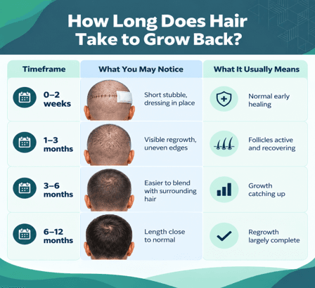 Infographic titled 'Hair Removal by Type of Procedure' comparing procedures and what happens to hair, in two columns: Procedure and What Usually Happens to Hair.